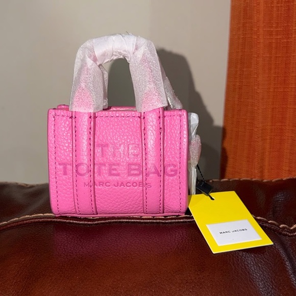 ‼️NEW Marc Jacobs Nano Micro The Tote Bag Pink Leather Satchel Crossbody Bag - Picture 4 of 10